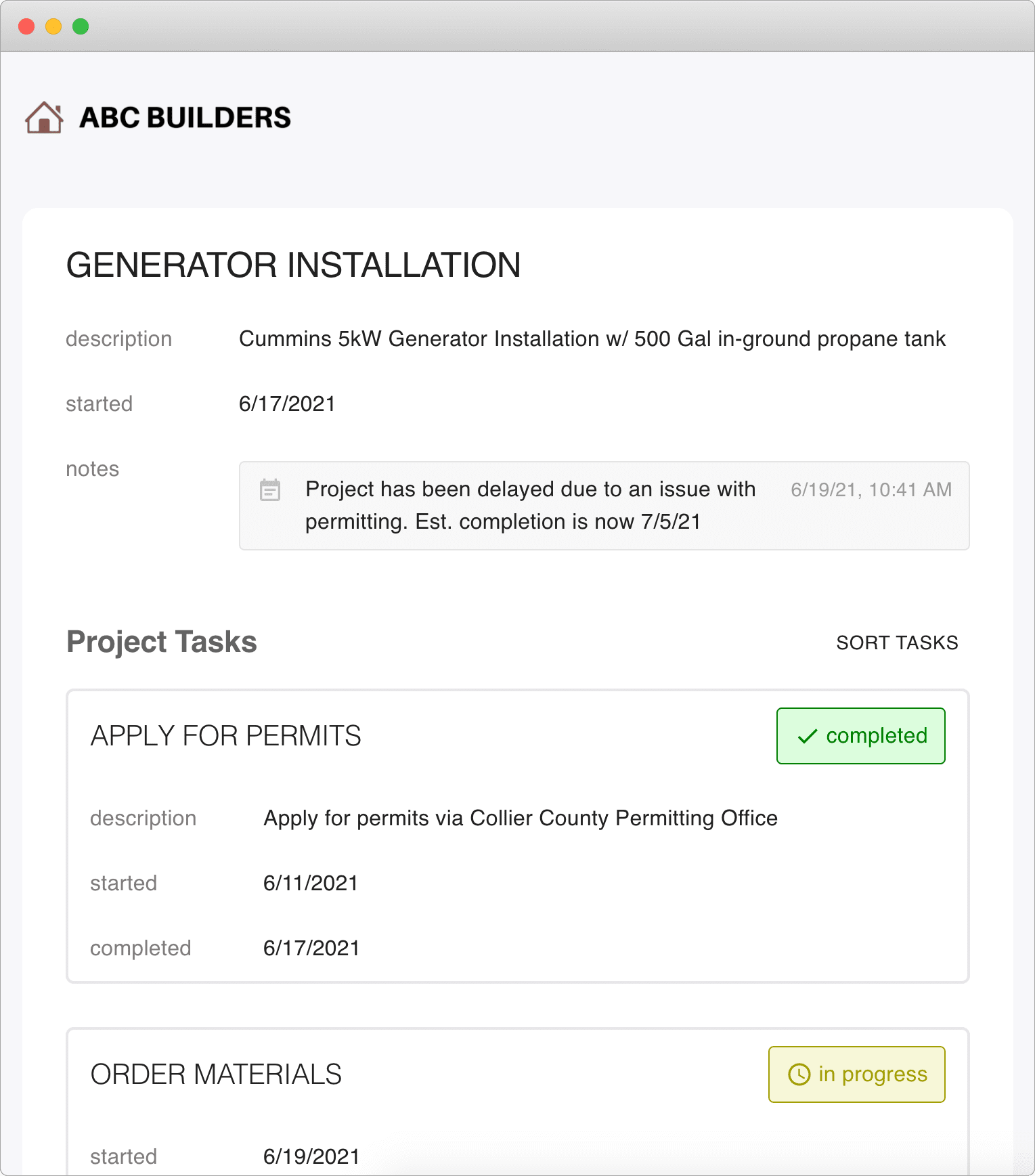 Customer Project Update Email